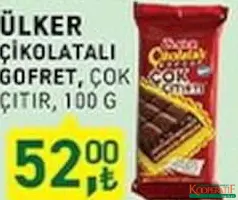 ÜLKER ÇİKOLATALI GOFRET ÇOK ÇITIRTI 100 G